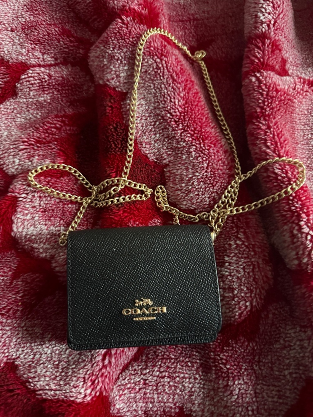 Coach Black Crossbody Wallet with Gold Chain Strap